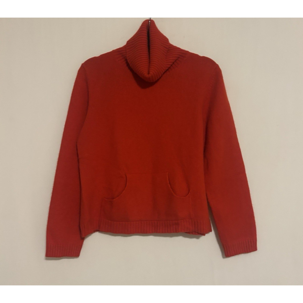 Banana Republic Sweater Large Womens Turtleneck Red Wool Angora Blend Crop
